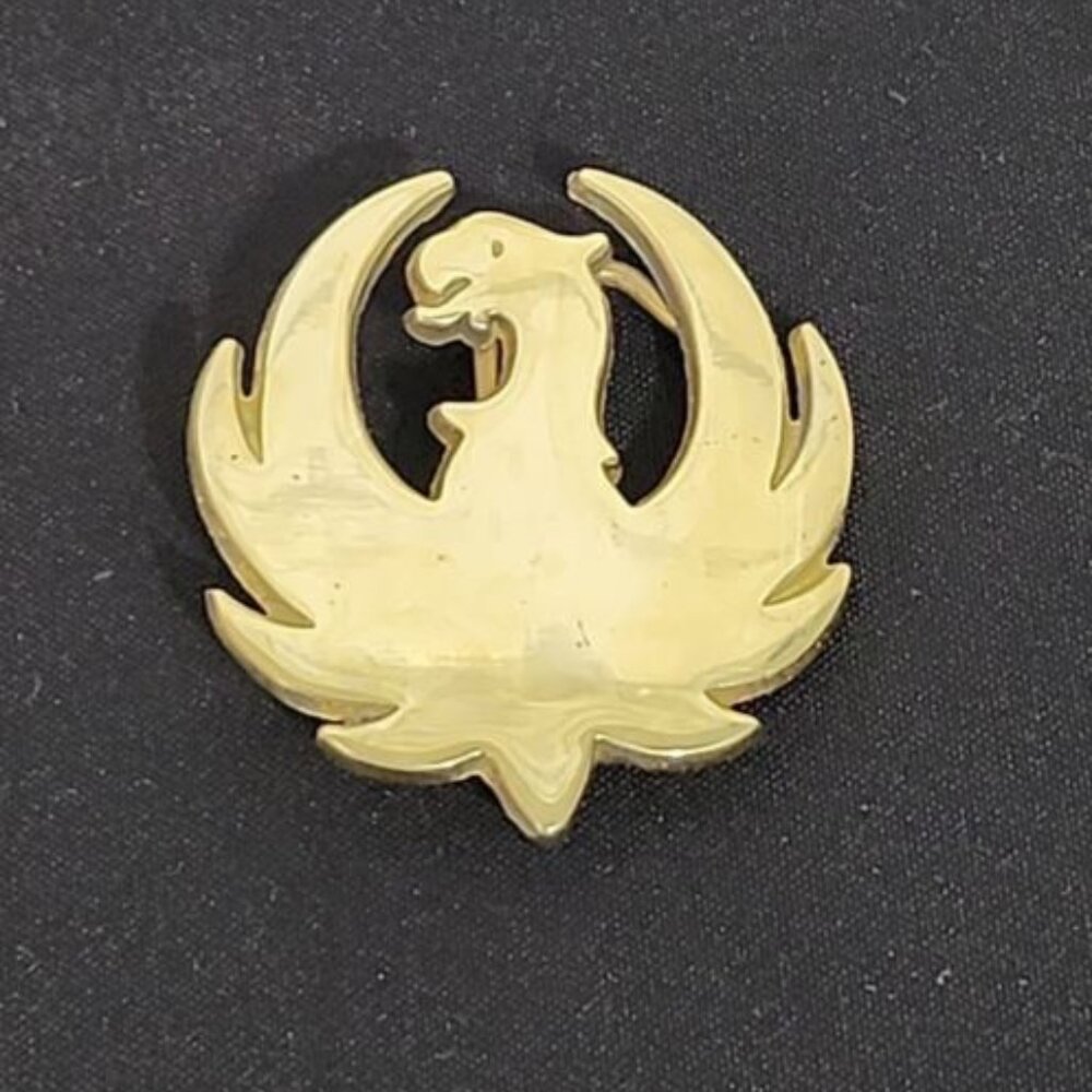 Vintage 1970s Ruger Firearms Gun Manufacturer Solid Brass Belt Buckle